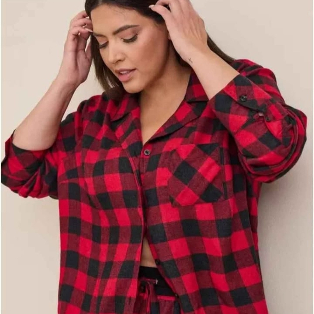 NWT Torrid Red and Black Plaid Pajama Shirt 5X